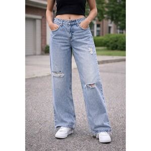 Levi's Premium Low Loose Wide Leg‎ Jeans Womens Big E Distressed 31x30 Skater